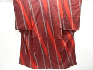 大正ロマン　絣縞模様織り出しお召着物